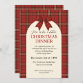 Festlich Kariert und Bow Weihnachtsabend - Einladung (Vorne/Hinten)