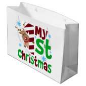 Festlich mein erstes Weihnachtsbaby unisex Große Geschenktüte (Rückseite Schrägansicht)