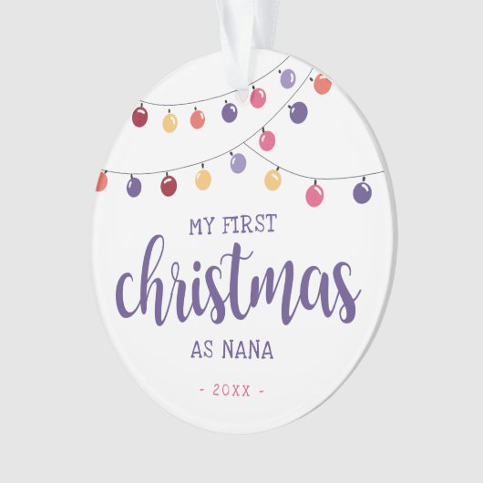 Festlich Meine ersten Weihnachten als Nana Lila Ornament (Vorderseite)