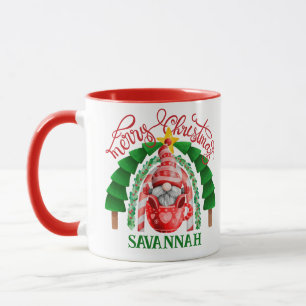 Festlich Niedlich Gnome Frohe Weihnachtsbaum Regen Tasse