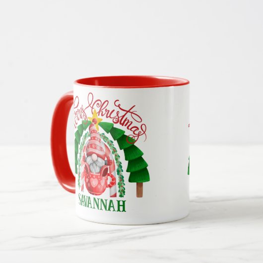 Festlich Niedlich Gnome Frohe Weihnachtsbaum Regen Tasse (Vorderseite Links)