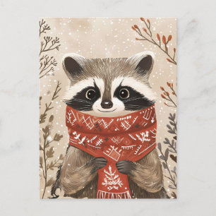 Festlich niedlicher Racoon Weihnachtsgrüßen Postkarte