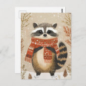Festlich niedlicher Racoon Weihnachtsgrüßen Postkarte (Vorne/Hinten)