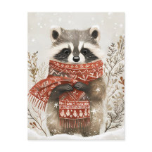Festlich niedlicher Racoon Weihnachtsgrüßen