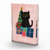 Festlich rosa Frohe Weihnachten Niedlicher Cat-Kaf Fotoblock (Rechts)