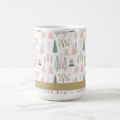 Festlich rosa Minimalistische Weihnachtsbaumen Nam Kaffeetasse (Mittel)