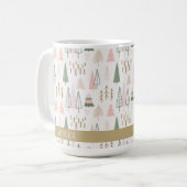 Festlich rosa Minimalistische Weihnachtsbaumen Nam Kaffeetasse (Vorderseite Links)