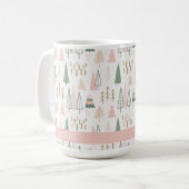 Festlich rosa Minimalistische Weihnachtsbaumen Nam Kaffeetasse (Vorderseite Links)
