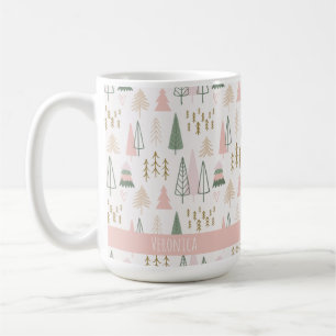 Festlich rosa Minimalistische Weihnachtsbaumen Nam Kaffeetasse