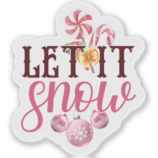 Festlich rosa, schneit es Weihnachtsaufkleber Desi Aufkleber (Vorderseite)