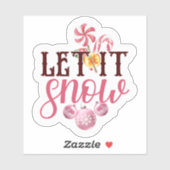 Festlich rosa, schneit es Weihnachtsaufkleber Desi Aufkleber (Blatt)