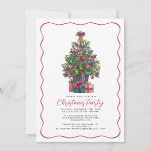 Festlich rosa Weiße Weihnachtsbaume Party Rosa Einladung