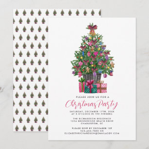 Festlich rosa Weiße Weihnachtsbaume Party Rosa Einladung