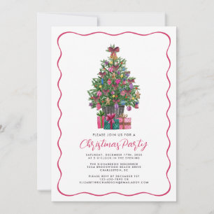 Festlich rosa Weiße Weihnachtsbaume Party Rosa Einladung