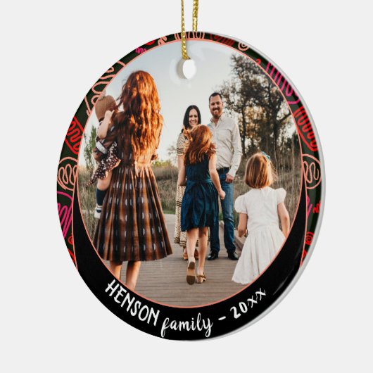 Festlich Rot - Eine Linie Weihnachtszeit Foto Ce Keramik Ornament (Links)