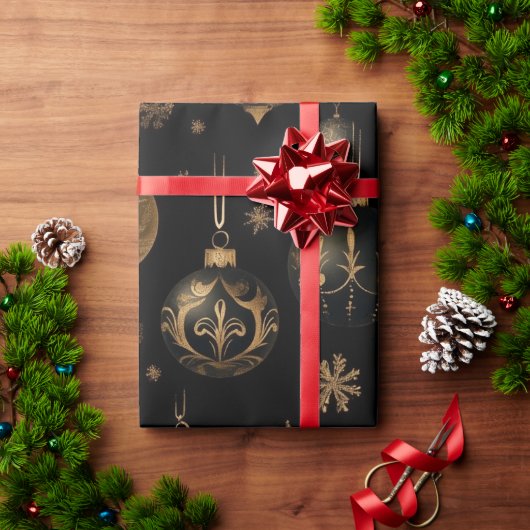 Festlich Schwarz und Gold Geschenkpapier (Feiertagsgeschenk)
