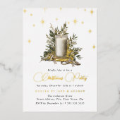 Festlich Shimmer Kerzenlicht Weihnachten Folieneinladung (Vorderseite)