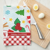 Festlich weißes Weihnachtsküchentuch Geschirrtuch (Viertel Falte)