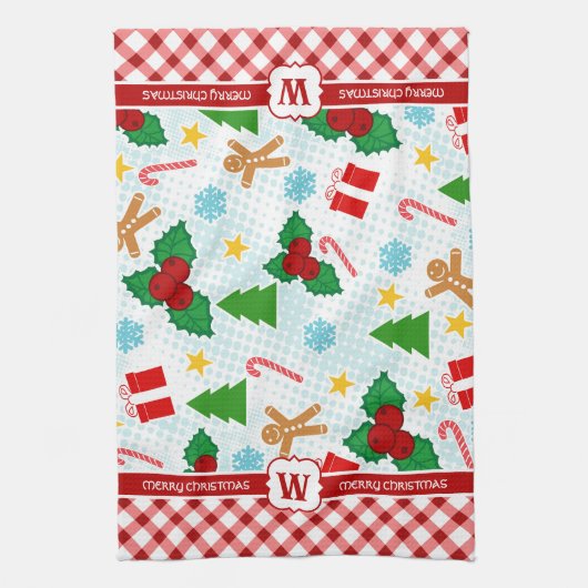 Festlich weißes Weihnachtsküchentuch Geschirrtuch (Vertikal)