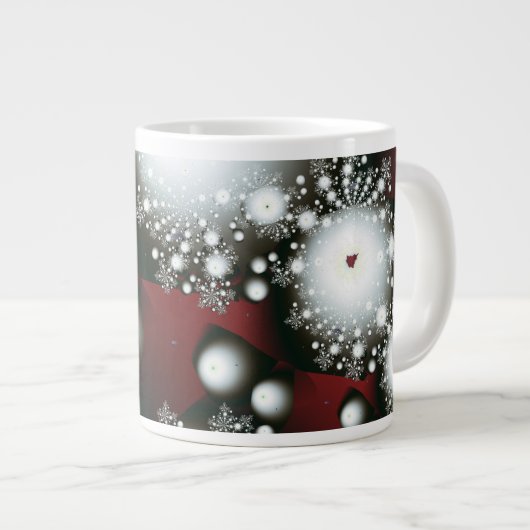 Festliche 2 Winter Schneeflocken Frische Fraktal K Jumbo-Tasse (Vorderseite Rechts)