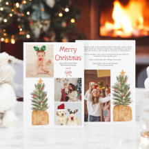 Festliche 4 Fotos Familie Wasserfarbener Weihnacht