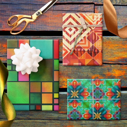 Festliche Abstrakte Kunstform Weihnachten Geschenkpapier Set