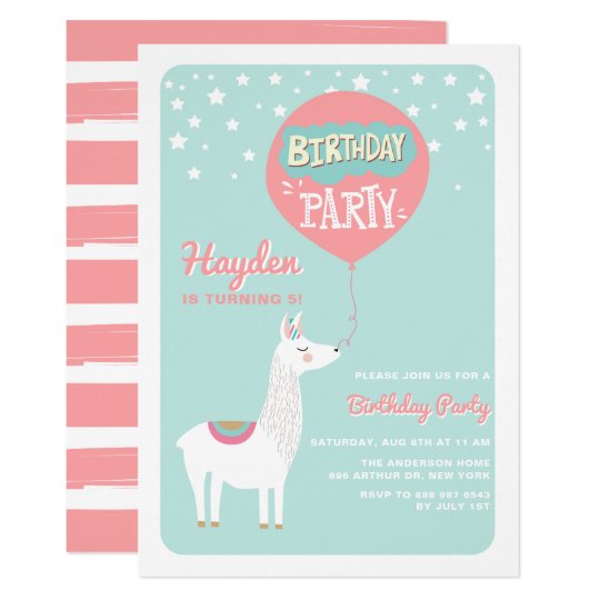 Festliche Alpaka Kindergeburtstagsparty Einladung Zazzle De