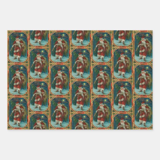 Festliche Alte Welt Der Weihnachtsmann Geschenkpapier Set (Vorderseite 3)
