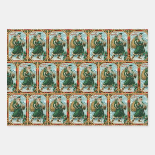 Festliche Alte Welt Der Weihnachtsmann Geschenkpapier Set (Vorderseite 2)