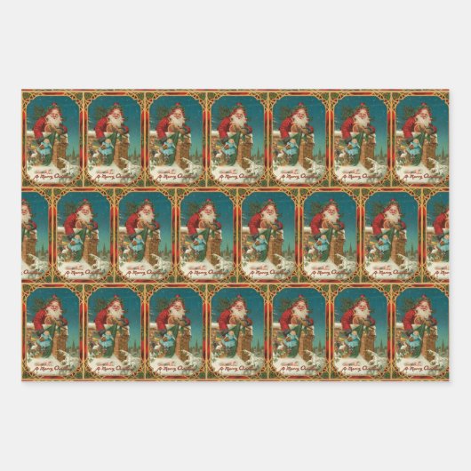 Festliche Alte Welt Der Weihnachtsmann Geschenkpapier Set (Vorderseite)