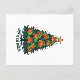 Festliche Amphibien: Frösche auf einem Weihnachtsb Postkarte