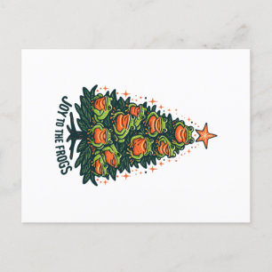 Festliche Amphibien: Frösche auf einem Weihnachtsb Postkarte