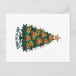 Festliche Amphibien: Frösche auf einem Weihnachtsb Postkarte