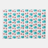 festliche aquamarine Weihnachtsfeiertage Geschirrtuch (Horizontal)