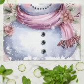 Festliche Aquarell Weihnachtsschneemann Geschirrtuch (Gefaltet)