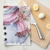 Festliche Aquarell Weihnachtsschneemann Geschirrtuch (Viertel Falte)