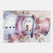 Festliche Aquarell Weihnachtsschneemann Geschirrtuch (Horizontal)