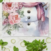 Festliche Aquarell Weihnachtsschneemann Geschirrtuch (Gefaltet)