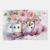 Festliche Aquarell Weihnachtsschneemann Geschirrtuch (Horizontal)