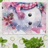 Festliche Aquarell Weihnachtsschneemann Geschirrtuch (Gefaltet)