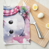 Festliche Aquarell Weihnachtsschneemann Geschirrtuch (Viertel Falte)