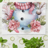 Festliche Aquarell Weihnachtsschneemann Geschirrtuch (Gefaltet)
