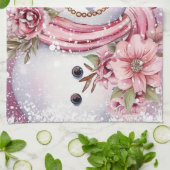 Festliche Aquarell Weihnachtsschneemann Geschirrtuch (Gefaltet)