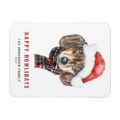 Festliche Aquarellbahn Dackel Santa Happy Urlaub Magnet (Horizontal)