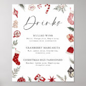 Festliche Aquarellfarben Rahmen Weihnachtsgetränke Poster (Vorne)