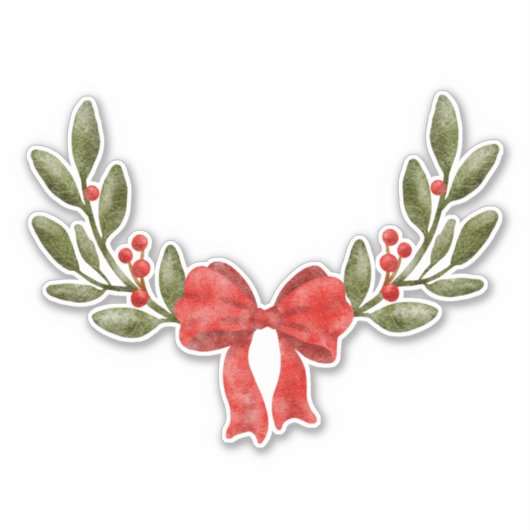 Festliche Aquarellfarben Weihnachtsdekorationen Aufkleber (Vorderseite)