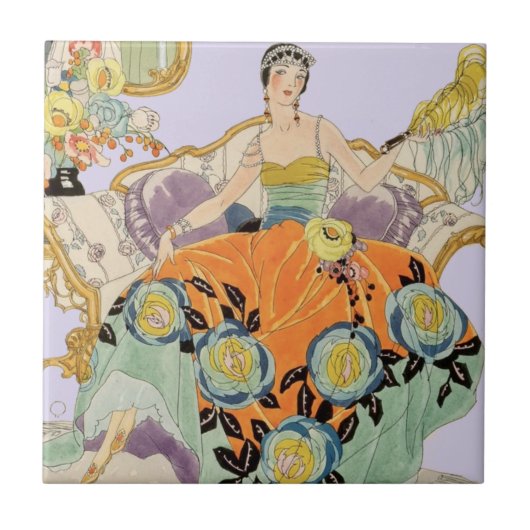Festliche Art Deco Dame Fliese (Vorderseite)