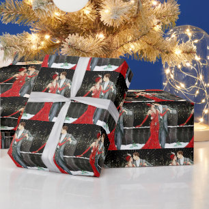 Festliche Art Deco Retro Vintage-Paar Geschenkpapier