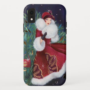 Festliche Art Deco Retro Vintage Weihnachtsdame Case-Mate iPhone Hülle