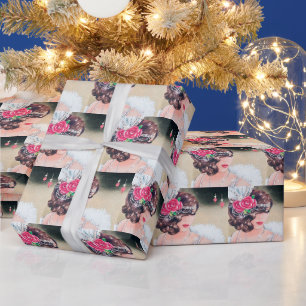 Festliche Art Deco Retro Vintage Weihnachtsdame Geschenkpapier